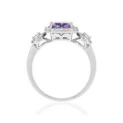 Bague argent 925 améthyste et zirconias