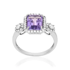 Bague argent 925 améthyste et zirconias