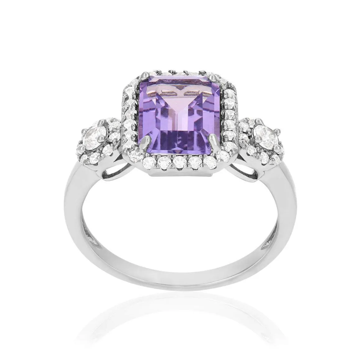 Bague argent 925 améthyste et zirconias