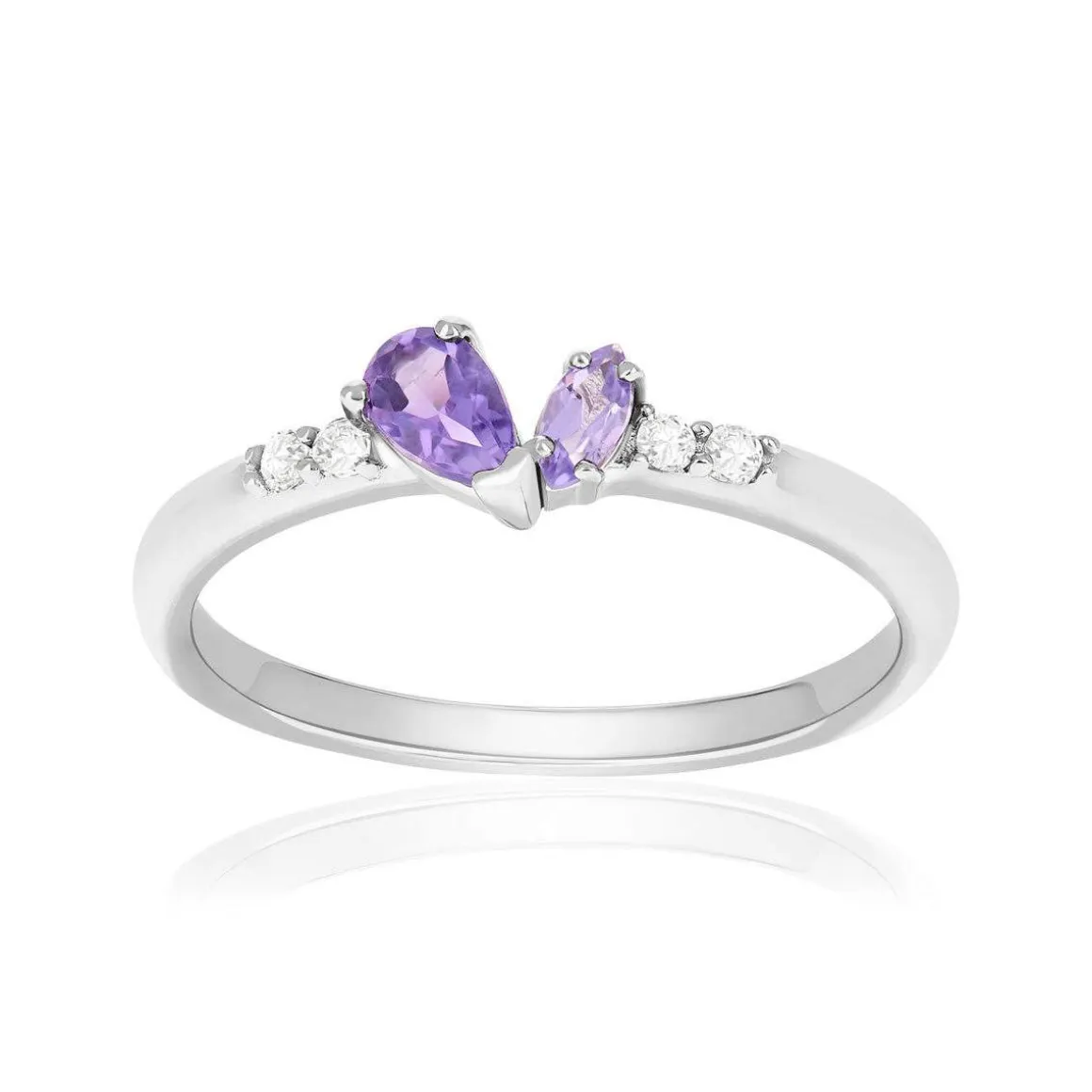 Bague argent 925 améthystes et topazes blanches
