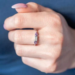Bague argent 925 améthystes quartz vert