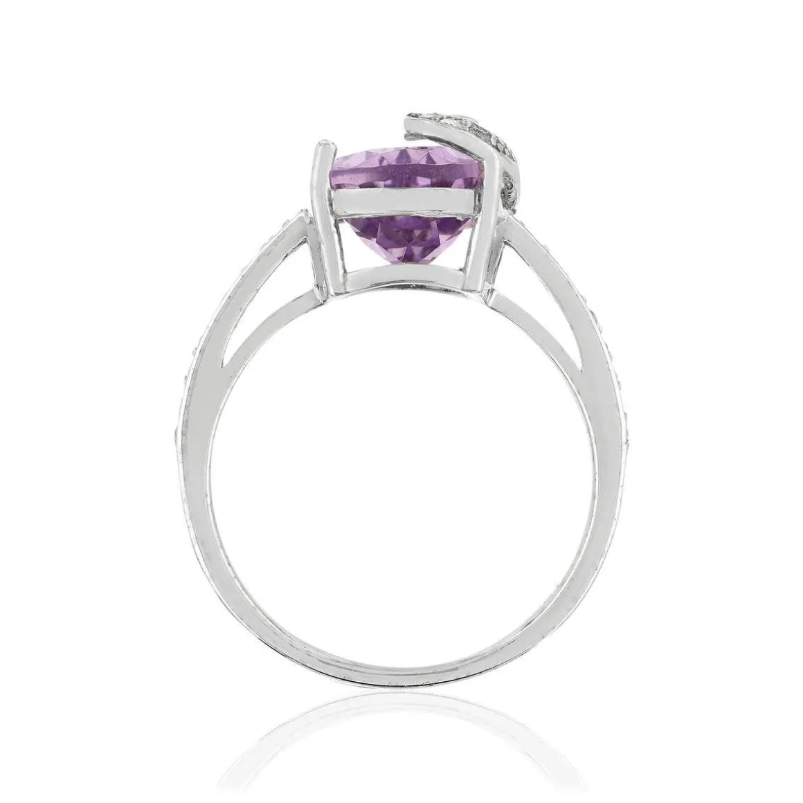 Bague argent 925 améthyste taille poire et zirconias