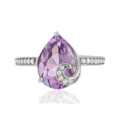 Bague argent 925 améthyste taille poire et zirconias