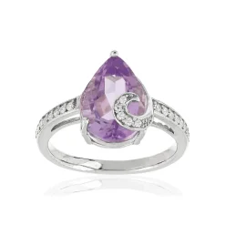 Bague argent 925 améthyste taille poire et zirconias