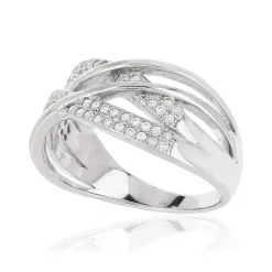 Bague argent 925 anneaux entrelacés zirconias