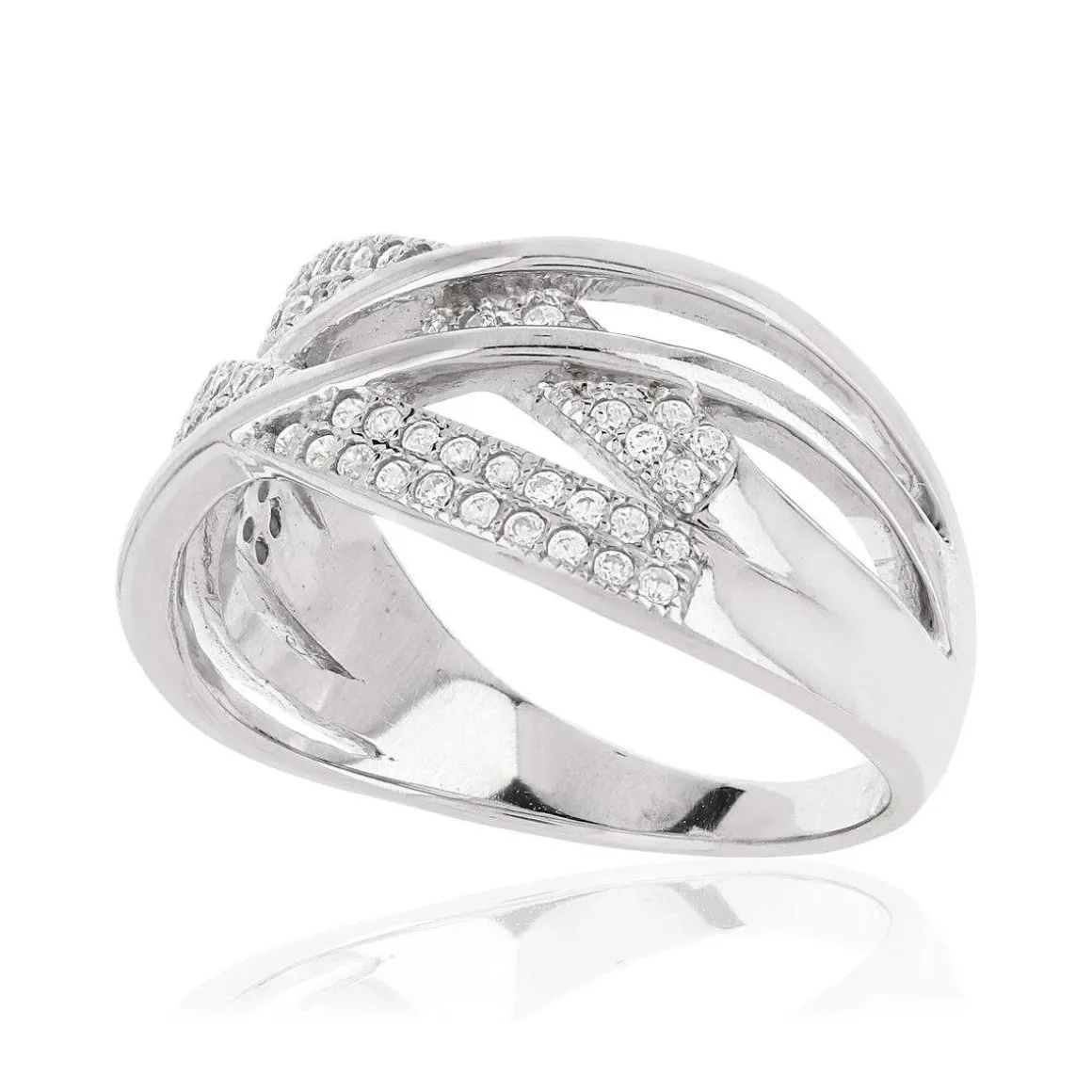 Bague argent 925 anneaux entrelacés zirconias