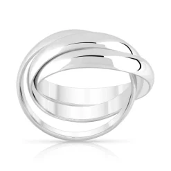Bague argent 925 3 anneaux mobiles entrelacés