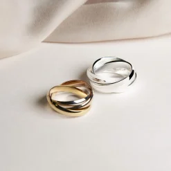Bague argent 925 3 anneaux mobiles entrelacés