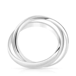Bague argent 925 3 anneaux mobiles entrelacés