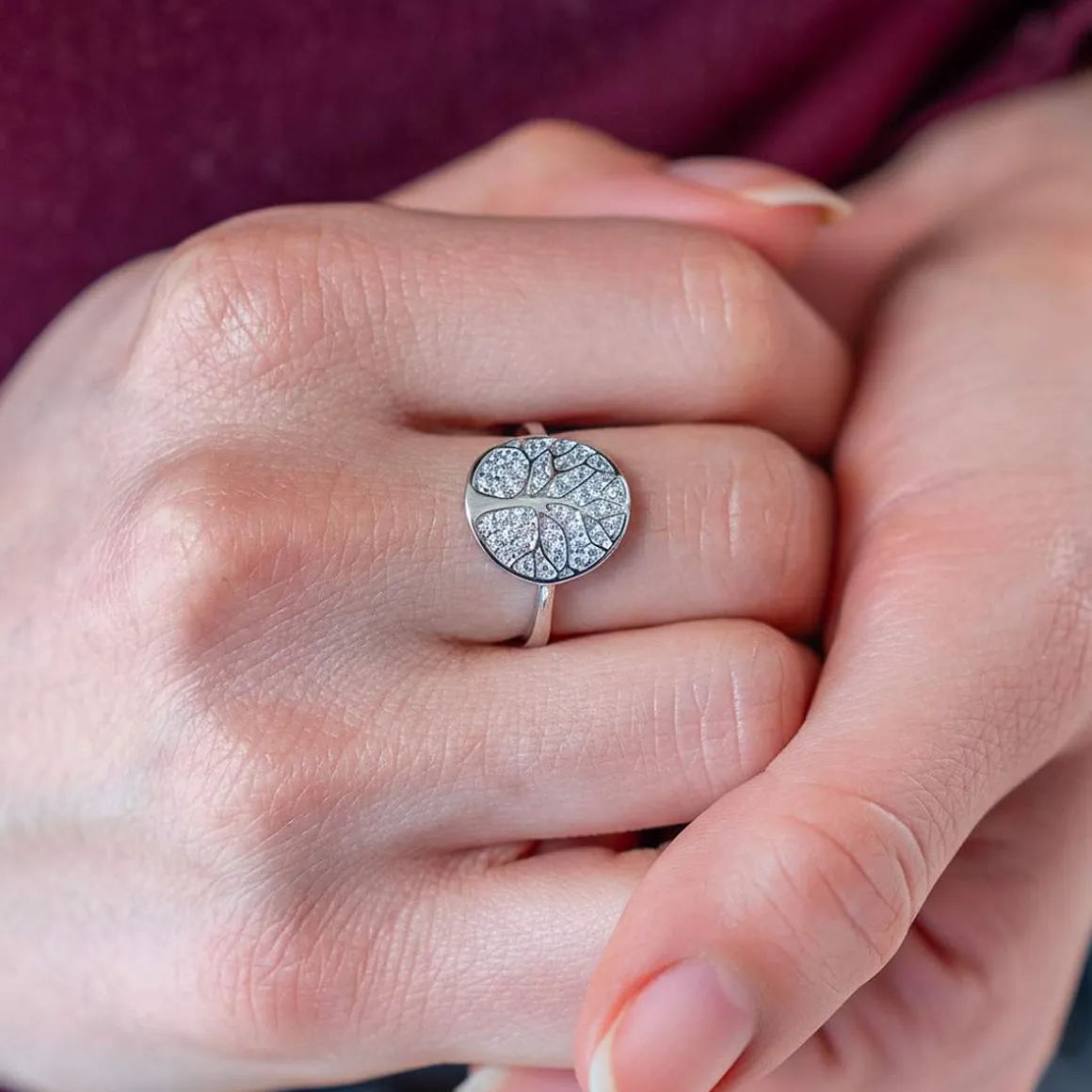 Bague argent 925 arbre de vie et zirconias
