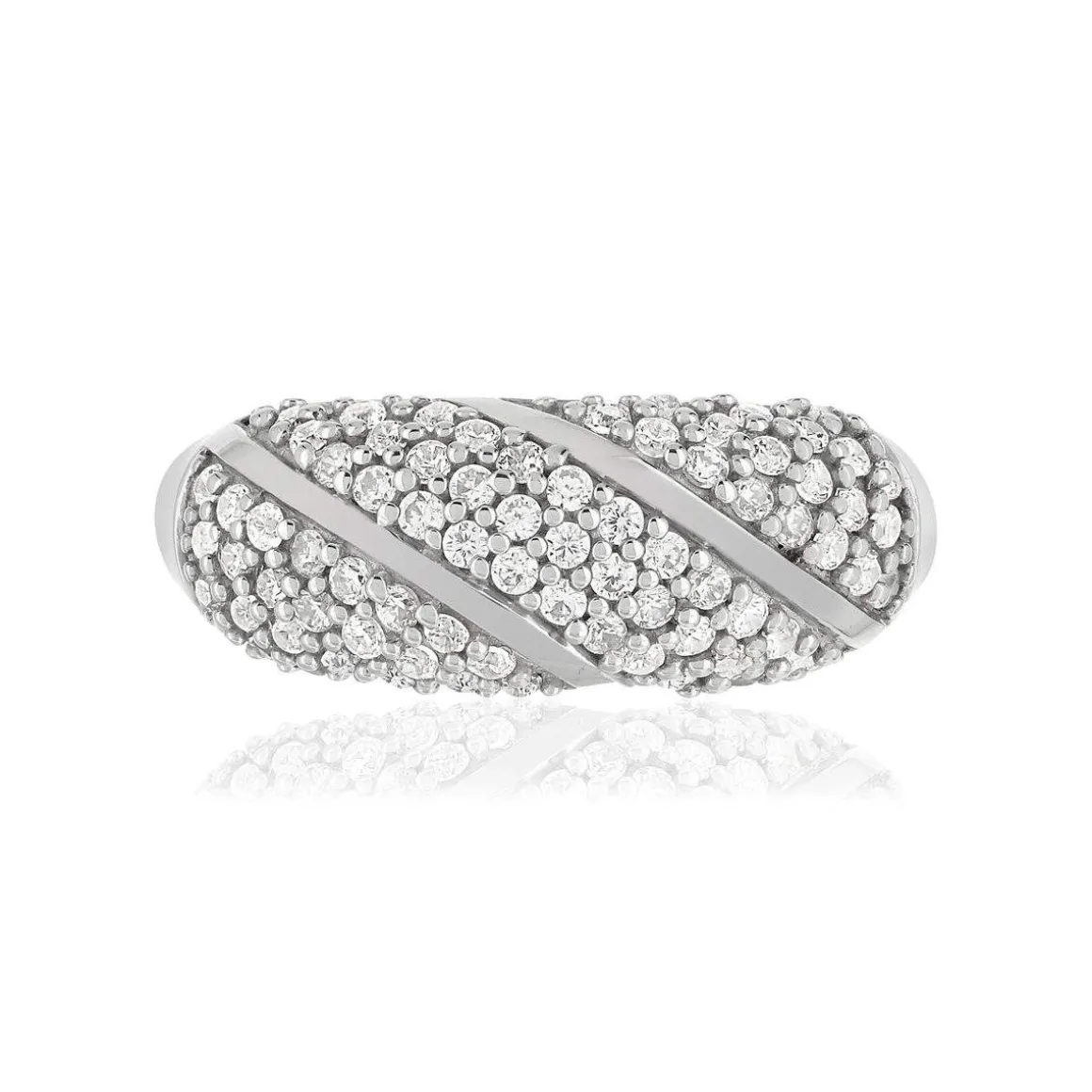 Bague argent 925 bombée zirconias