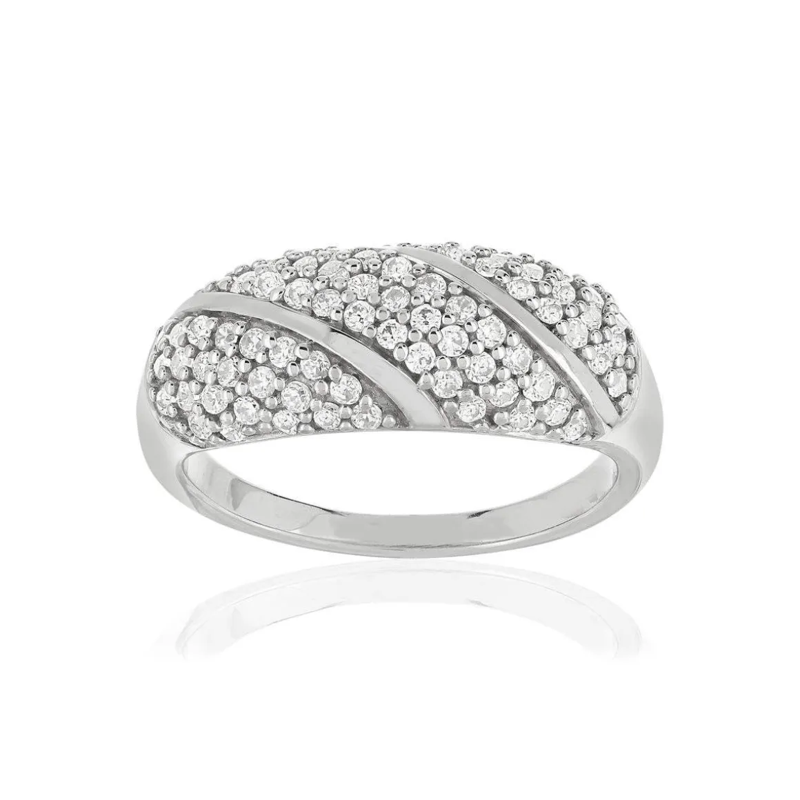 Bague argent 925 bombée zirconias