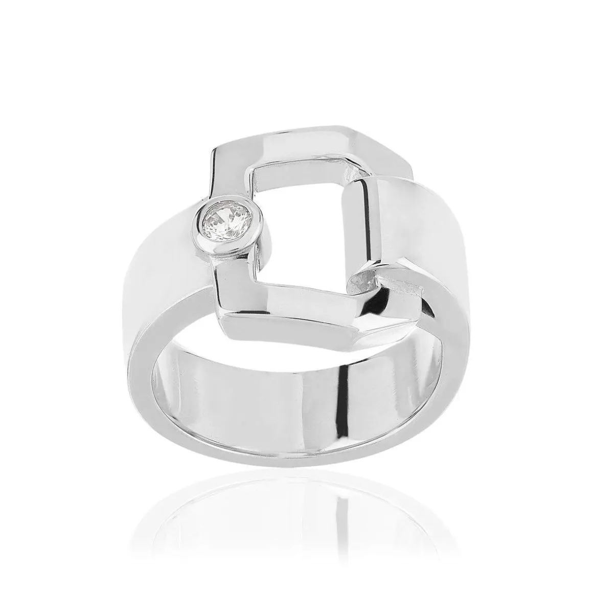 Bague argent 925 boucle et zirconia