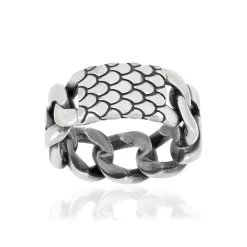 Bague argent 925 écailles et maille