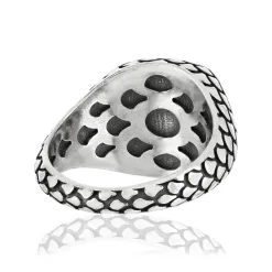 Bague argent 925 écailles malachite carrée