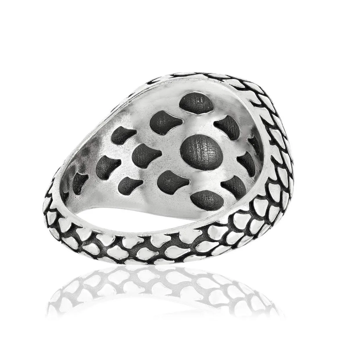 Bague argent 925 écailles onyx carré