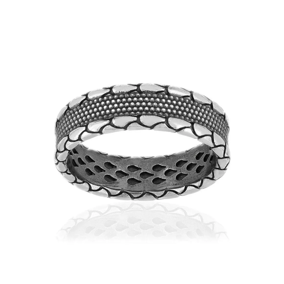 Bague argent 925 écailles perlée