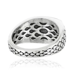 Bague argent 925 écailles spinelles noires rectangulaire