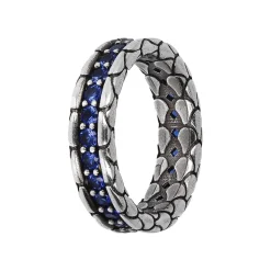 Bague argent 925 écailles zirconias bleus