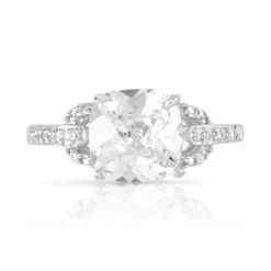 Bague argent 925 carrée zirconias
