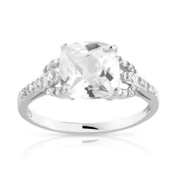 Bague argent 925 carrée zirconias