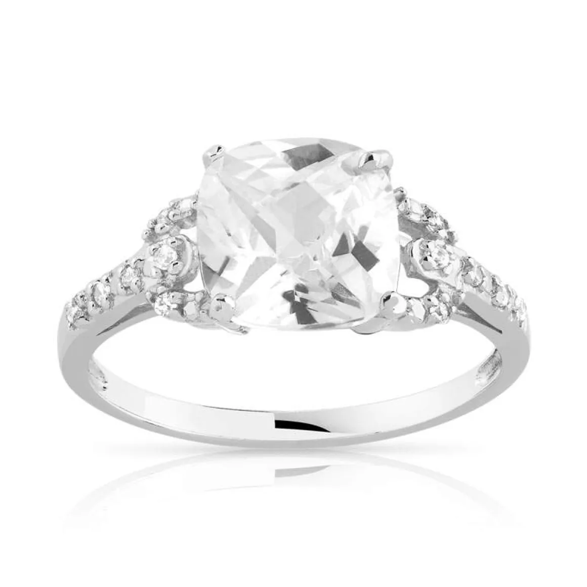 Bague argent 925 carrée zirconias