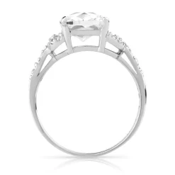 Bague argent 925 carrée zirconias