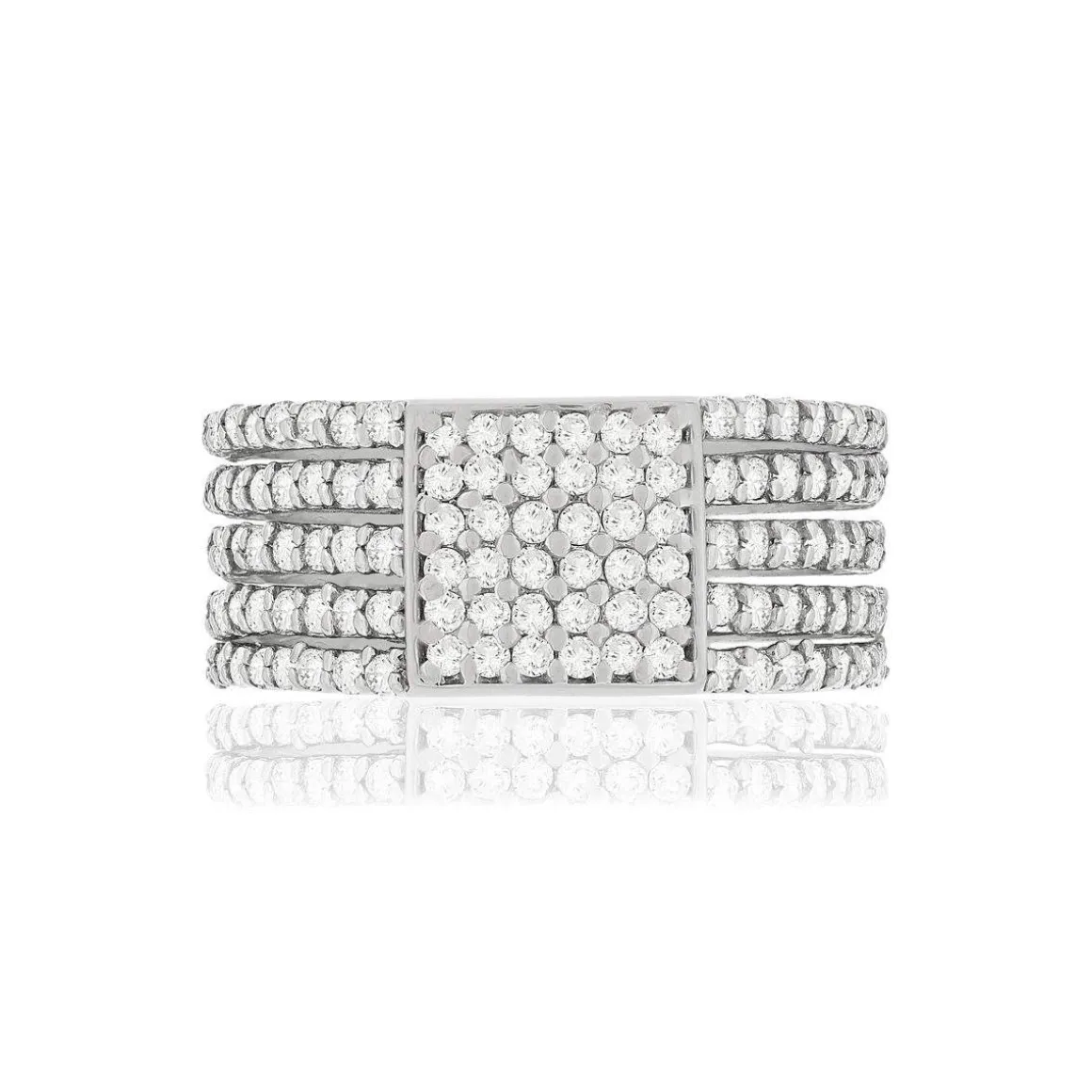 Bague argent 925 carré zirconias