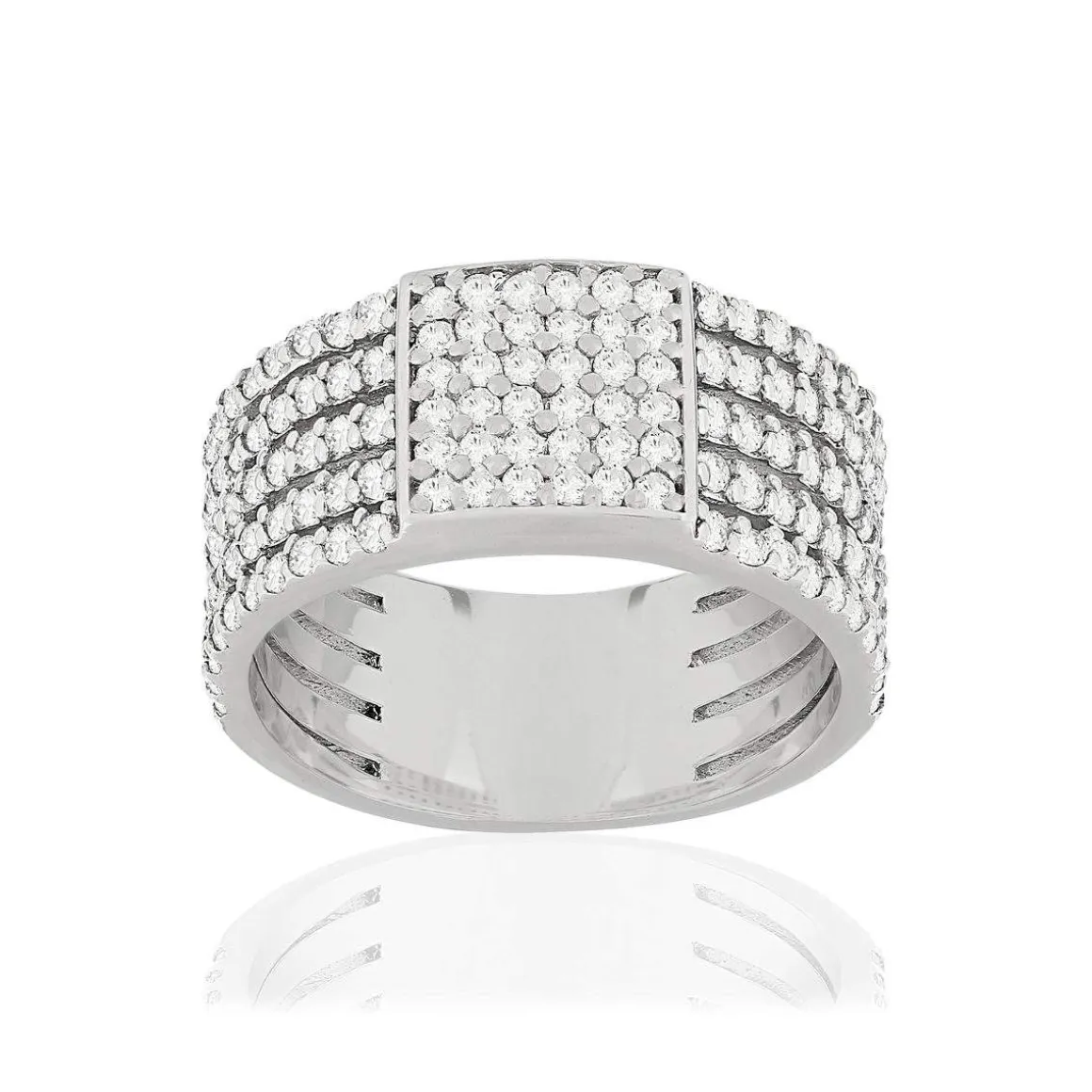 Bague argent 925 carré zirconias