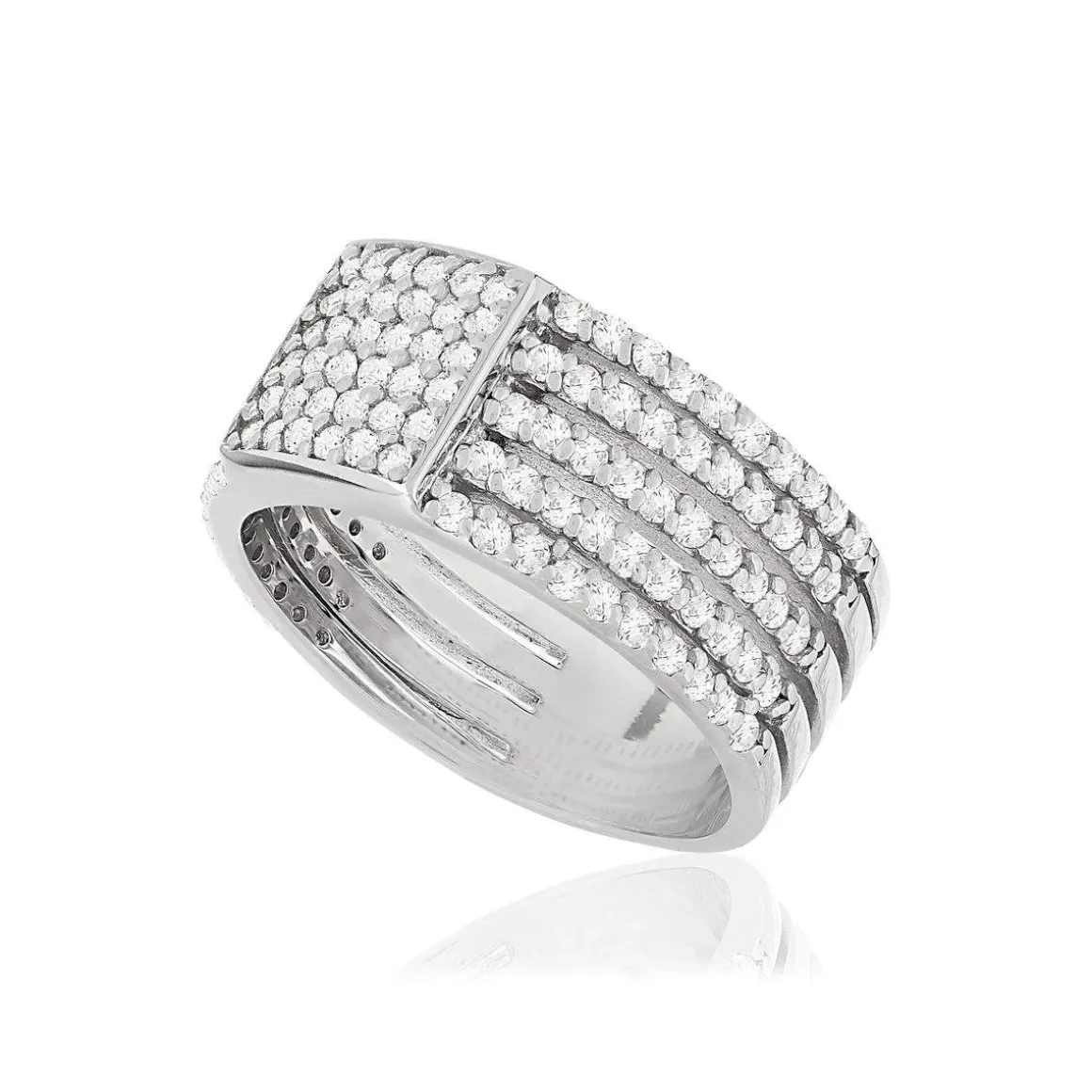 Bague argent 925 carré zirconias