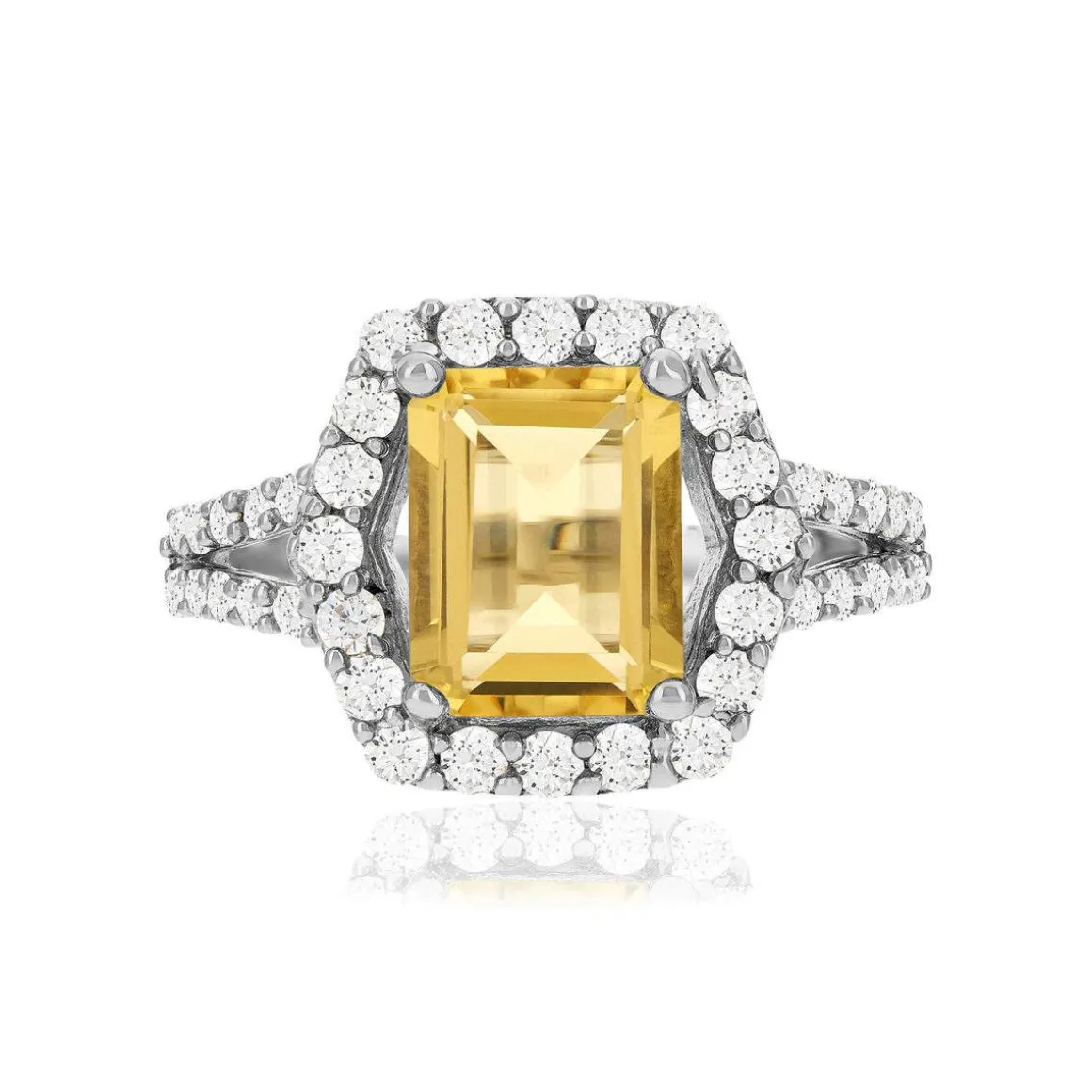 Bague argent 925 citrine et zirconias