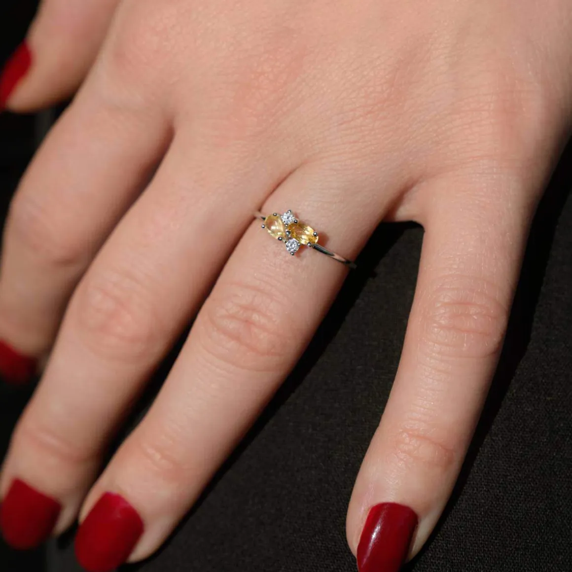 Bague argent 925 citrines et zirconias