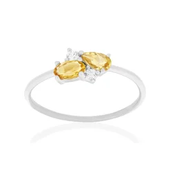 Bague argent 925 citrines et zirconias