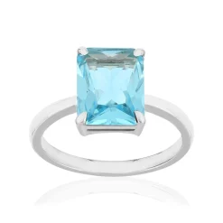 Bague argent 925 cristal bleu