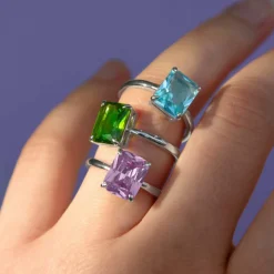 Bague argent 925 cristal bleu