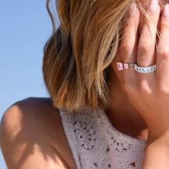 Bague argent 925 cristal bleu