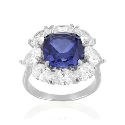 Bague argent 925 cristal bleu et zirconias