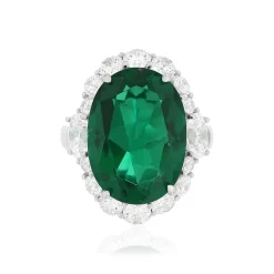 Bague argent 925 cristal vert et zirconias
