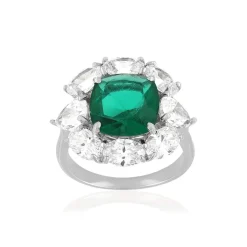 Bague argent 925 cristal vert et zirconias