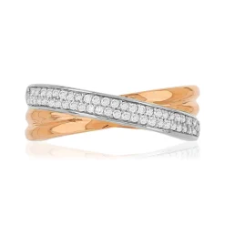 Bague argent 925 doré rose zirconias