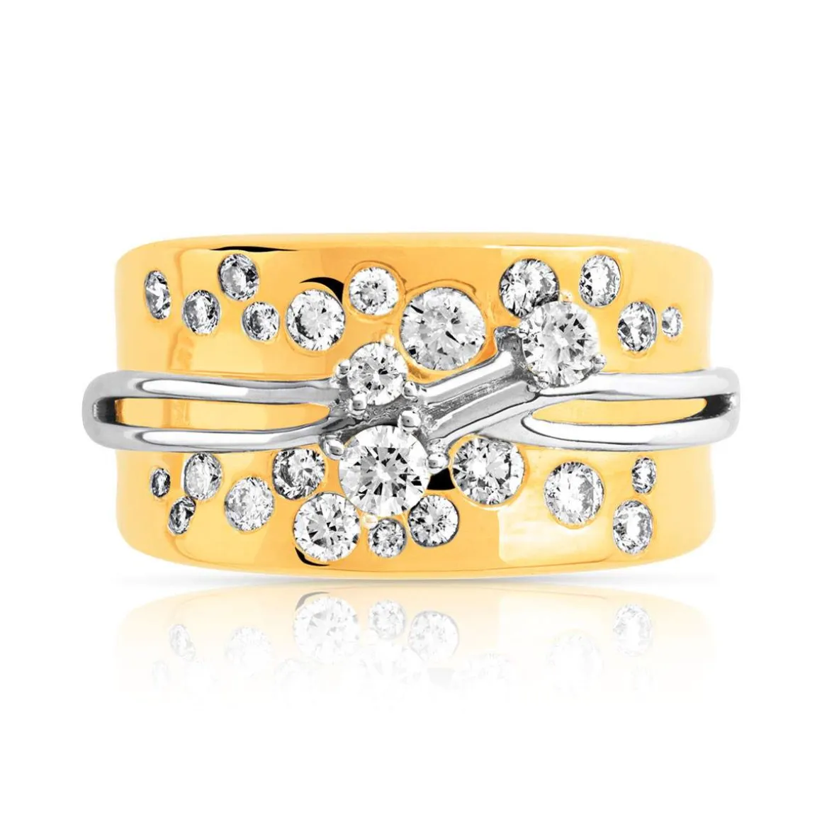 Bague argent 925 doré zirconias