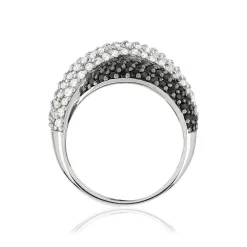 Bague argent 925 entrelacée zirconias noirs et blancs