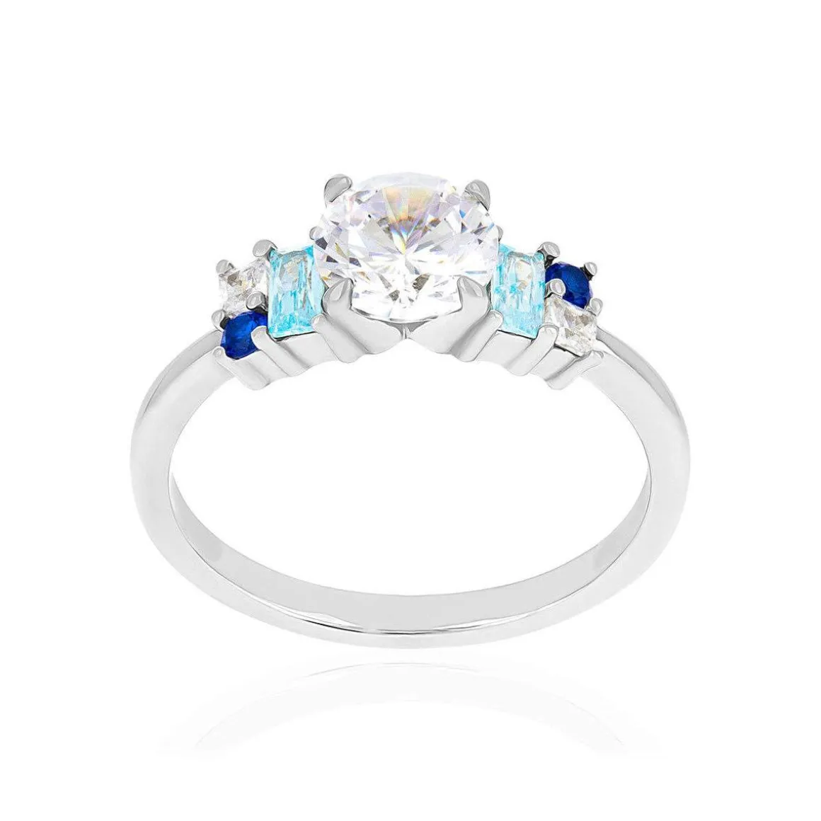 Bague argent 925 et pierres imitation bleu et blanc