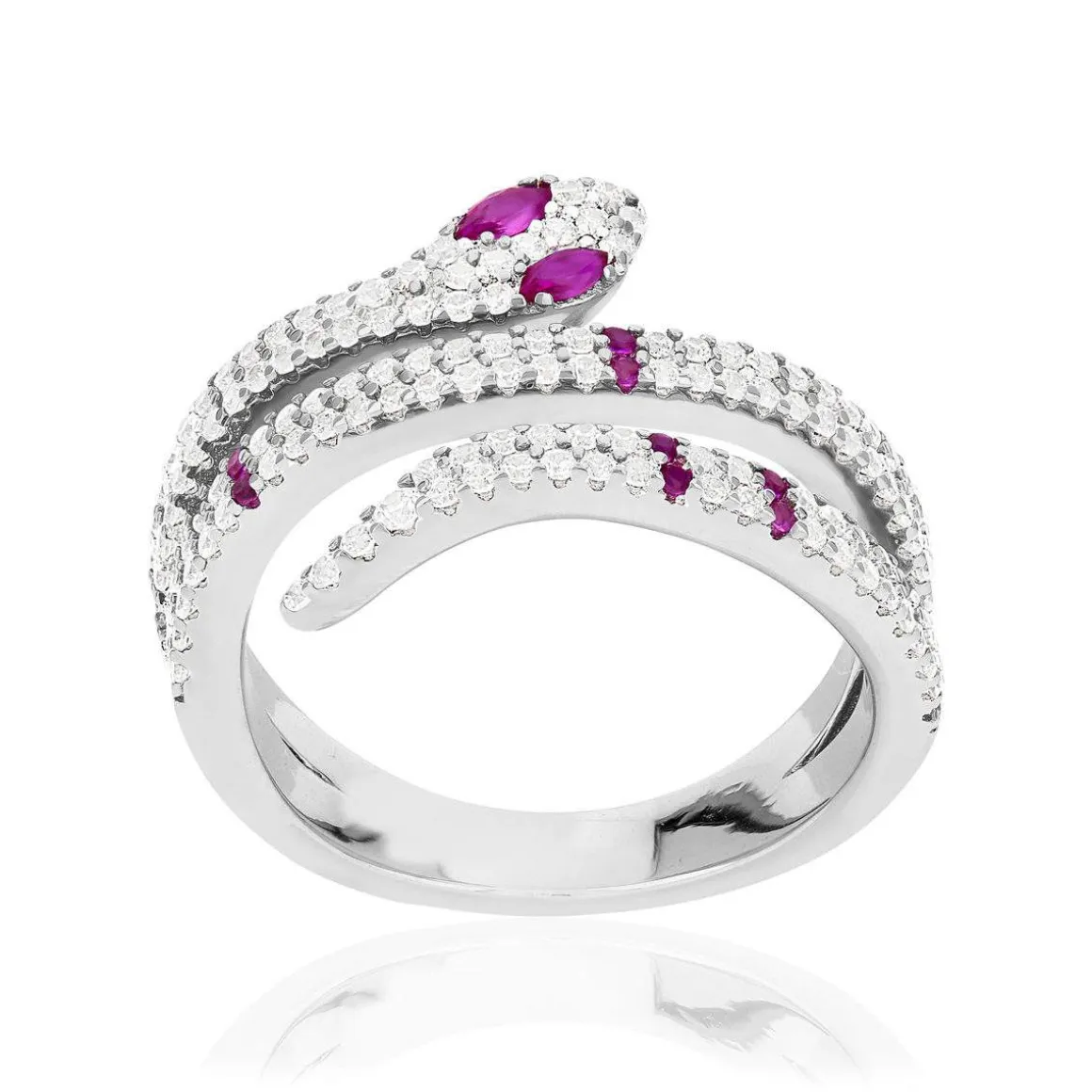 Bague argent 925 et pierres synthétiques motif serpent