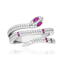 Bague argent 925 et pierres synthétiques motif serpent