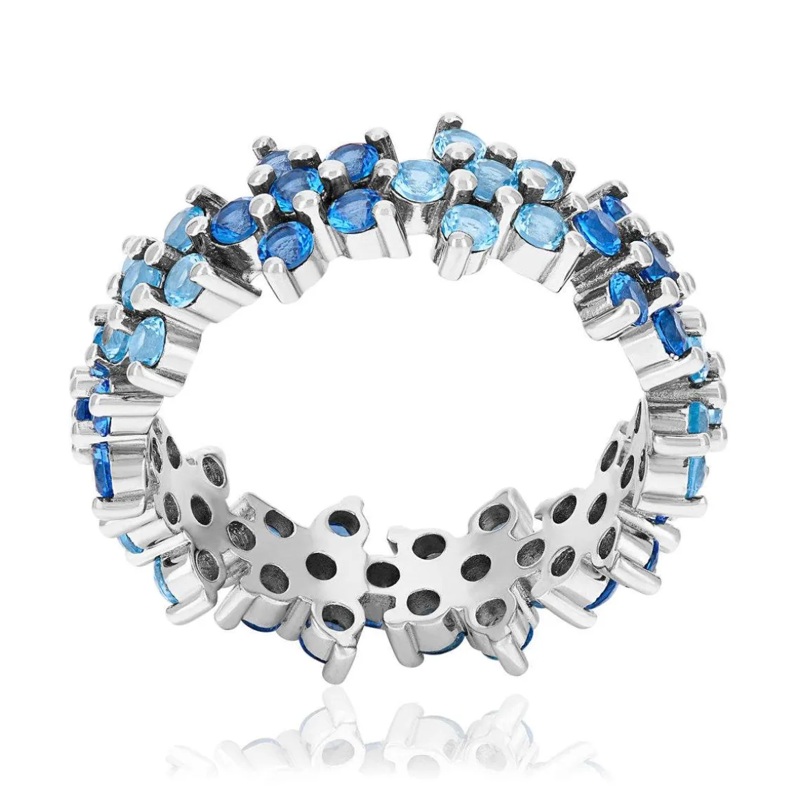 Bague argent 925 et pierres synthétiques bleues