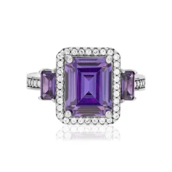 Bague argent 925 et zirconias blancs et violets