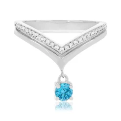 Bague argent 925 et zirconias bleu et blanc