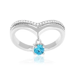 Bague argent 925 et zirconias bleu et blanc