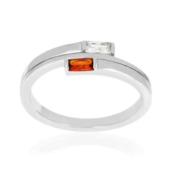 Bague argent 925 et zirconias marron et blanc
